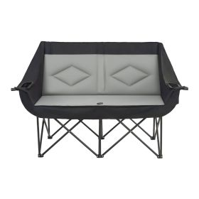 Double Camping Chair, Oversized Two Person Camp Chair with 660 lbs Heavy Duty Support, with Dual Cup Holders, Wine Glass Holders, Magazine Straps