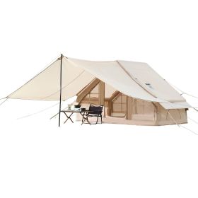 Inflatable Tents for Camping, 3-5 Person Easy Setup Blow up Tent with Hand Pump, 300D Oxford 4 Season Glamping Tent with Canopy, Stove Jack